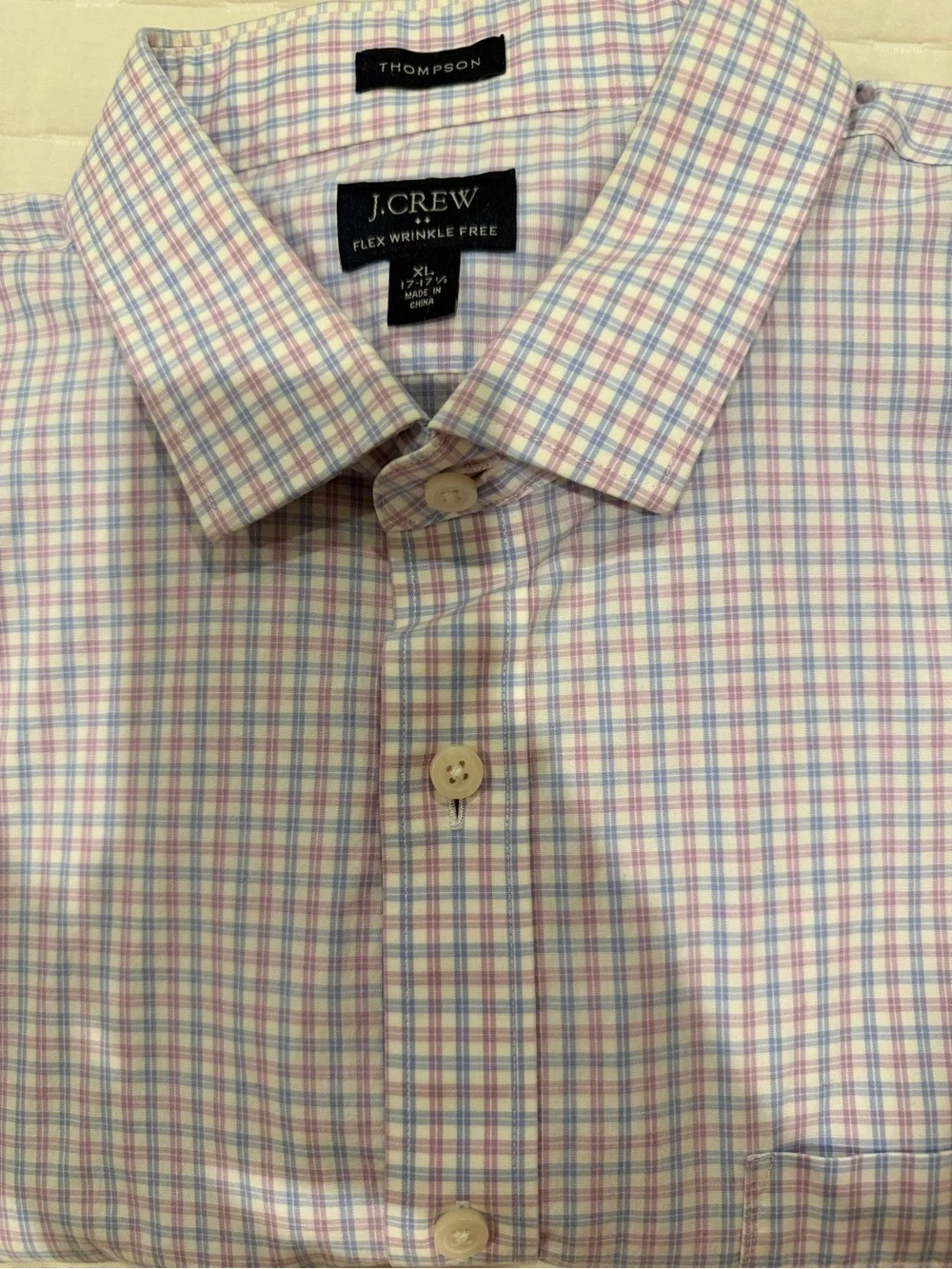 J. Crew Thompson Men’s XL 17-17 1/2 Pink and Light Blue Plaid Dress Shirt